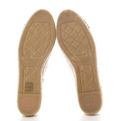 Chanel Woven Fabric Grosgrain CC Espadrilles 38 Beige Black 5 of 10