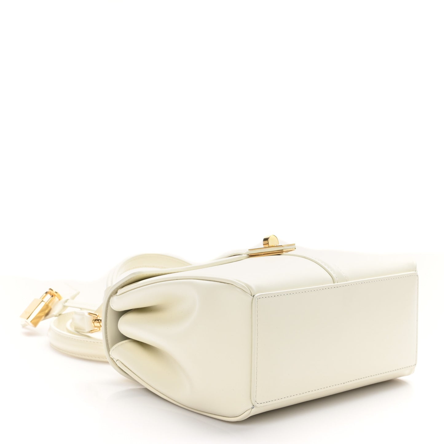 Satinated Calfskin Mini 16 Top Handle Bag White Cotton