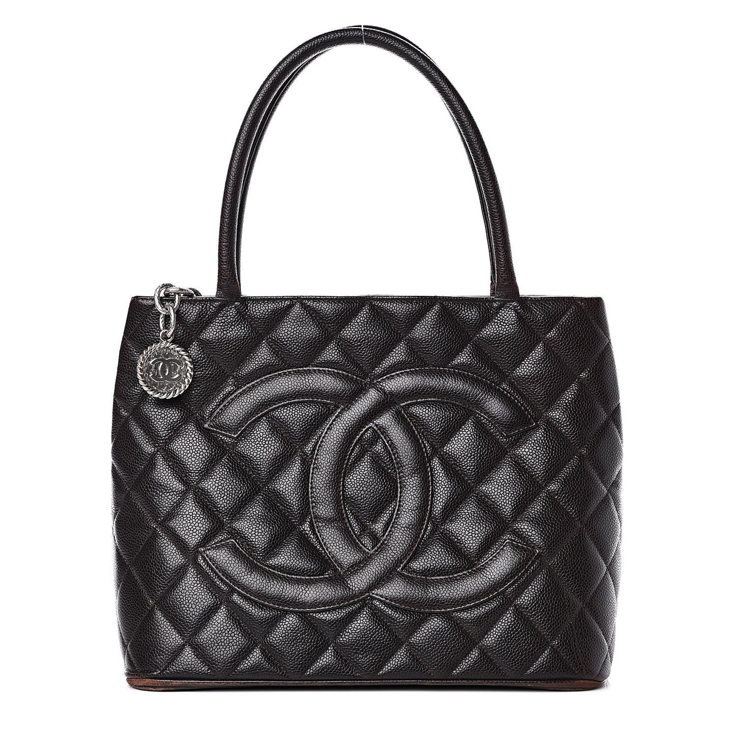 Caviar Quilted Medallion CC Tote Dark Brown