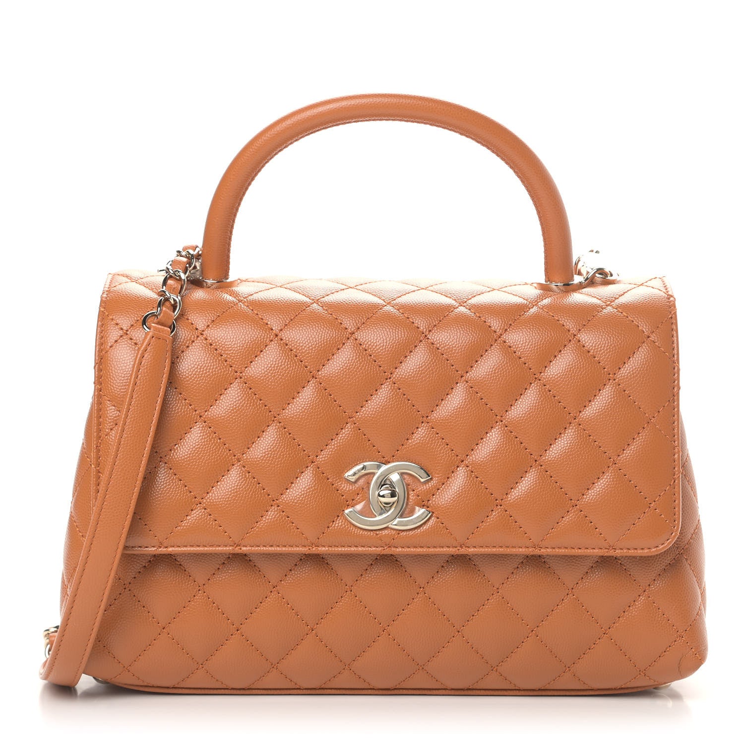 Chanel Caviar Quilted Small Coco Handle Flap Light Brown 1 of 6