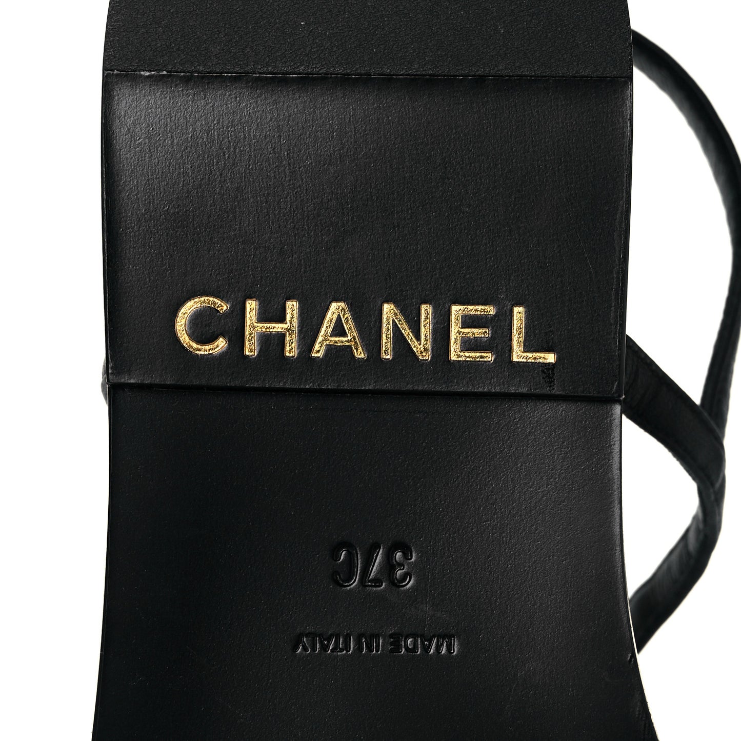 Lambskin Chain CC Logo Thong Sandals 37 Black