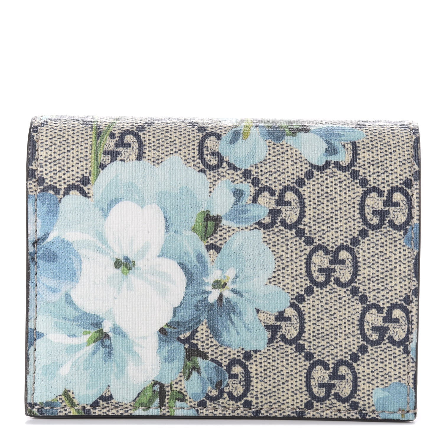 Gucci GG Supreme Monogram Blooms Card Case Wallet Beige Blue Navy Hibiscus Red 1 of 7