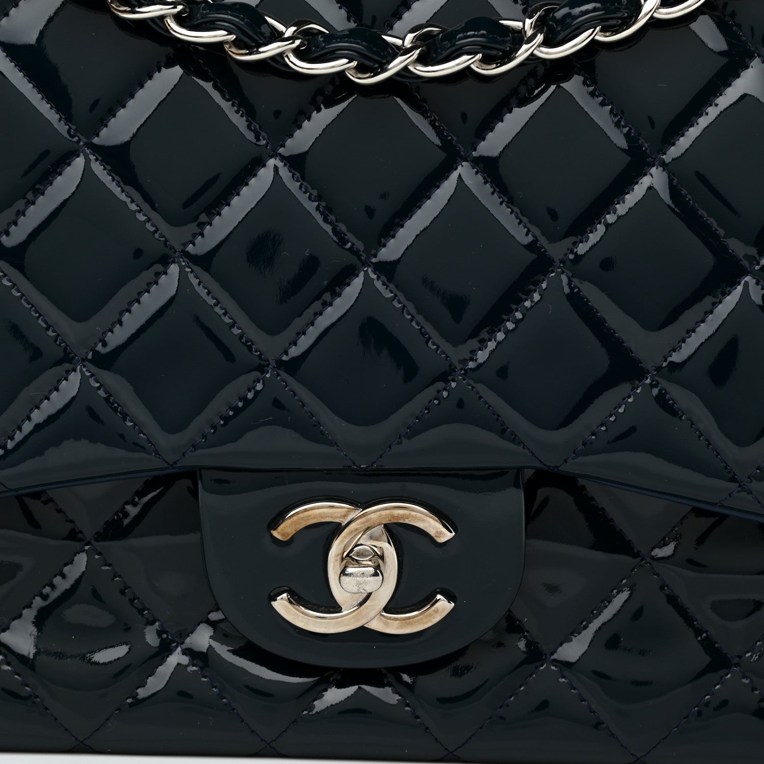 Chanel Patent Quilted Maxi Double Flap Navy 7 of 10