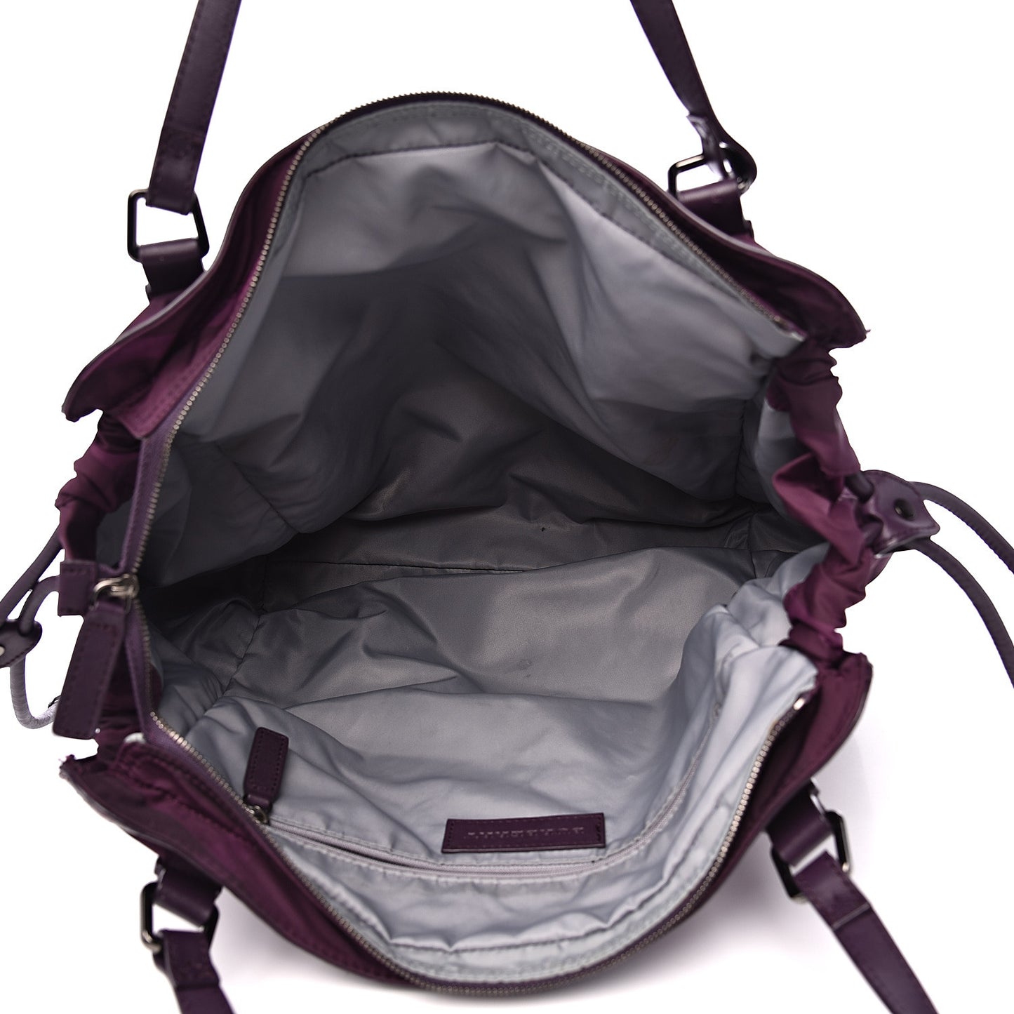 Nylon Check Small Buckleigh Packable Tote Purple