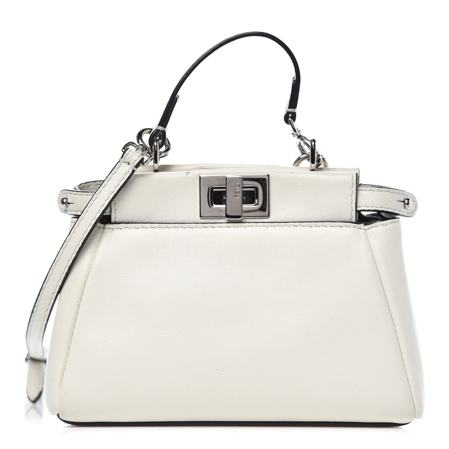 Shiny Nappa Micro Peekaboo Iconic Satchel White