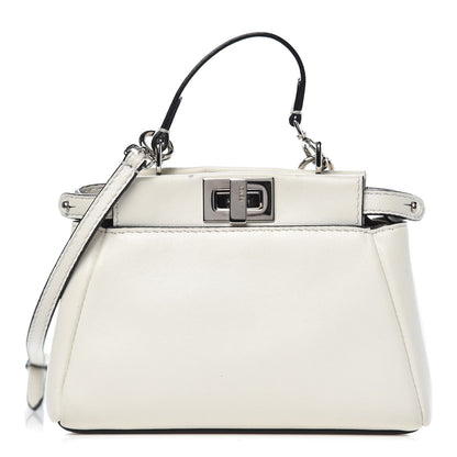 Fendi Shiny Nappa Micro Peekaboo Iconic Satchel White 1 of 11