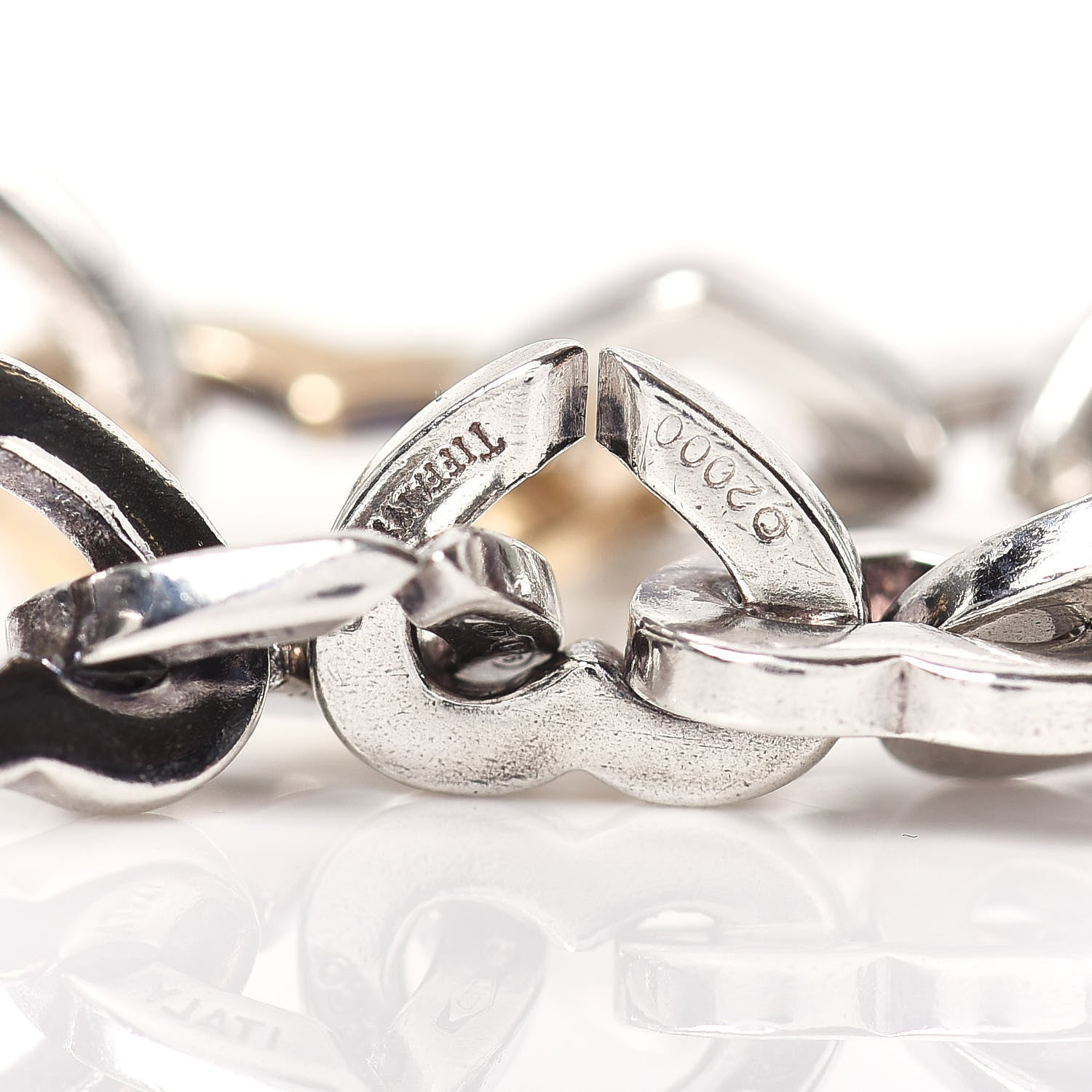 Tiffany Sterling Silver 18K Yellow Gold Heart Links Bracelet 4 of 4