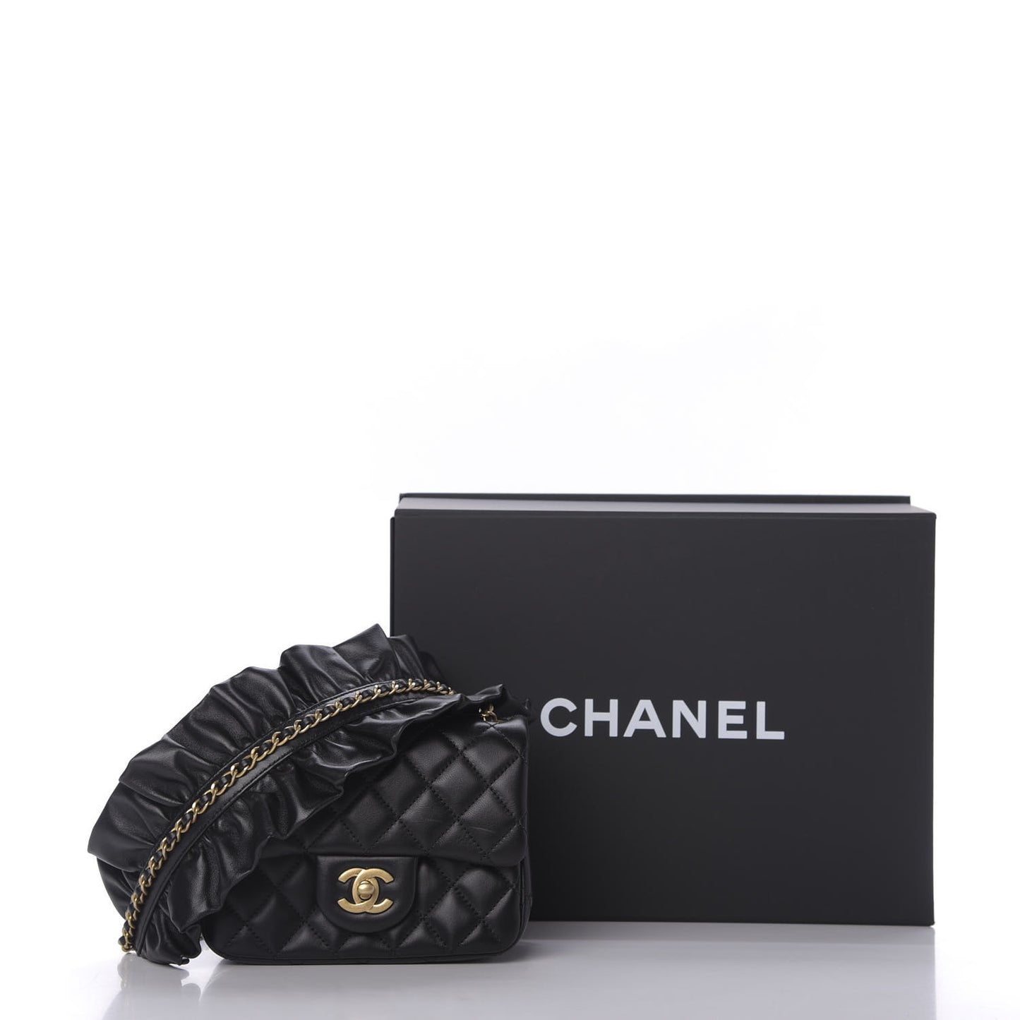 Lambskin Quilted Mini Romance Square Flap Black