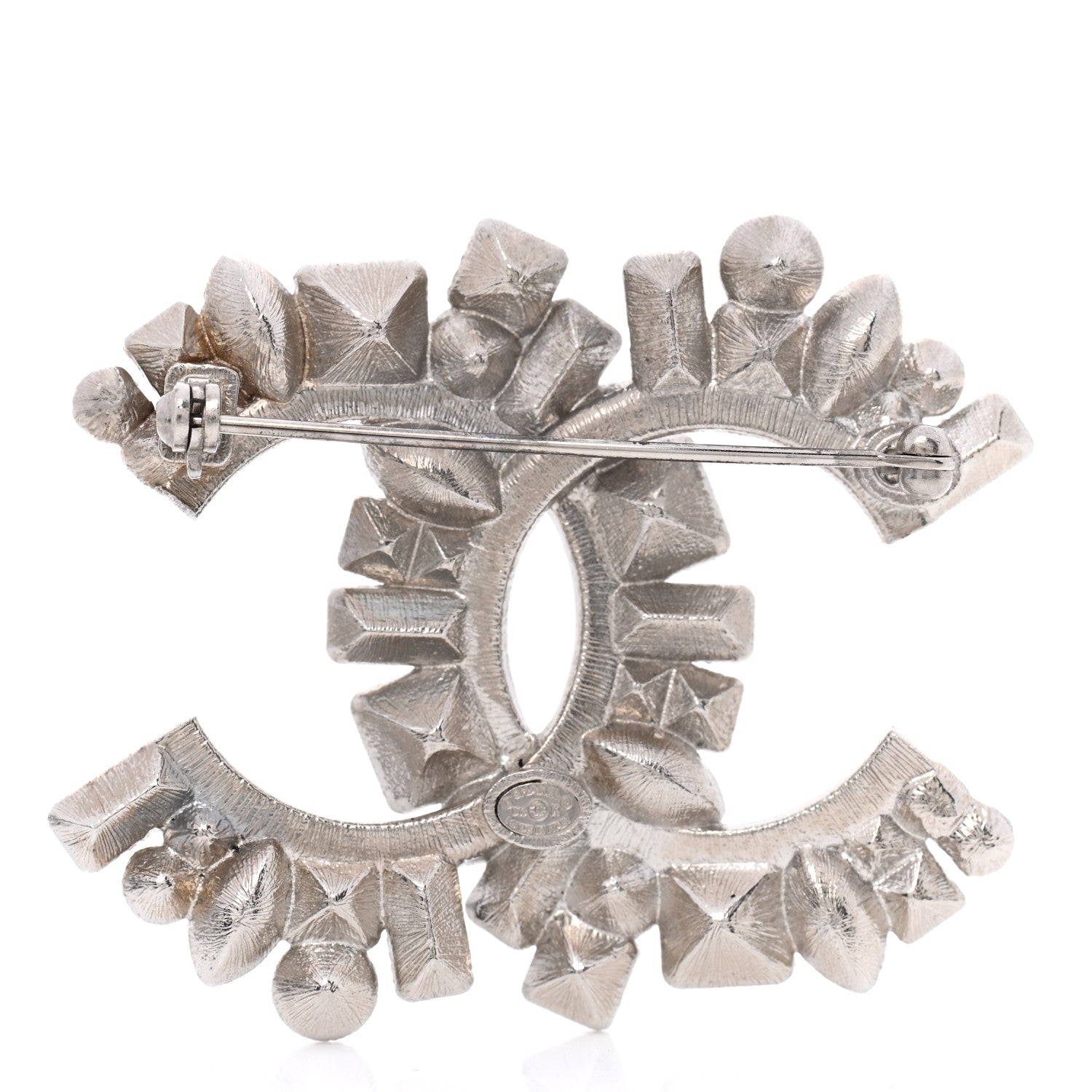 Chanel Baguette Crystal CC Brooch Black Silver 3 of 5