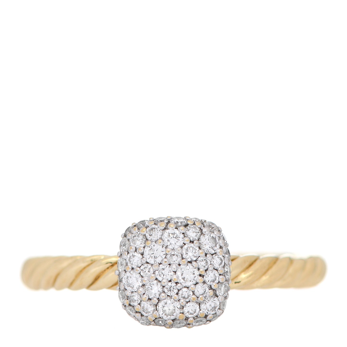 18K Yellow Gold Diamond 8mm Petite Pave Cushion Ring 54 7