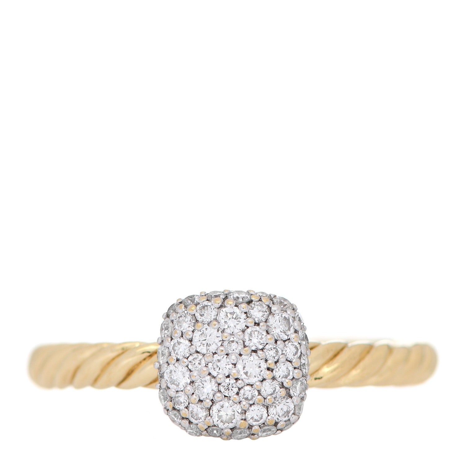 David Yurman 18K Yellow Gold Diamond 8mm Petite Pave Cushion Ring 54 7 1 of 5