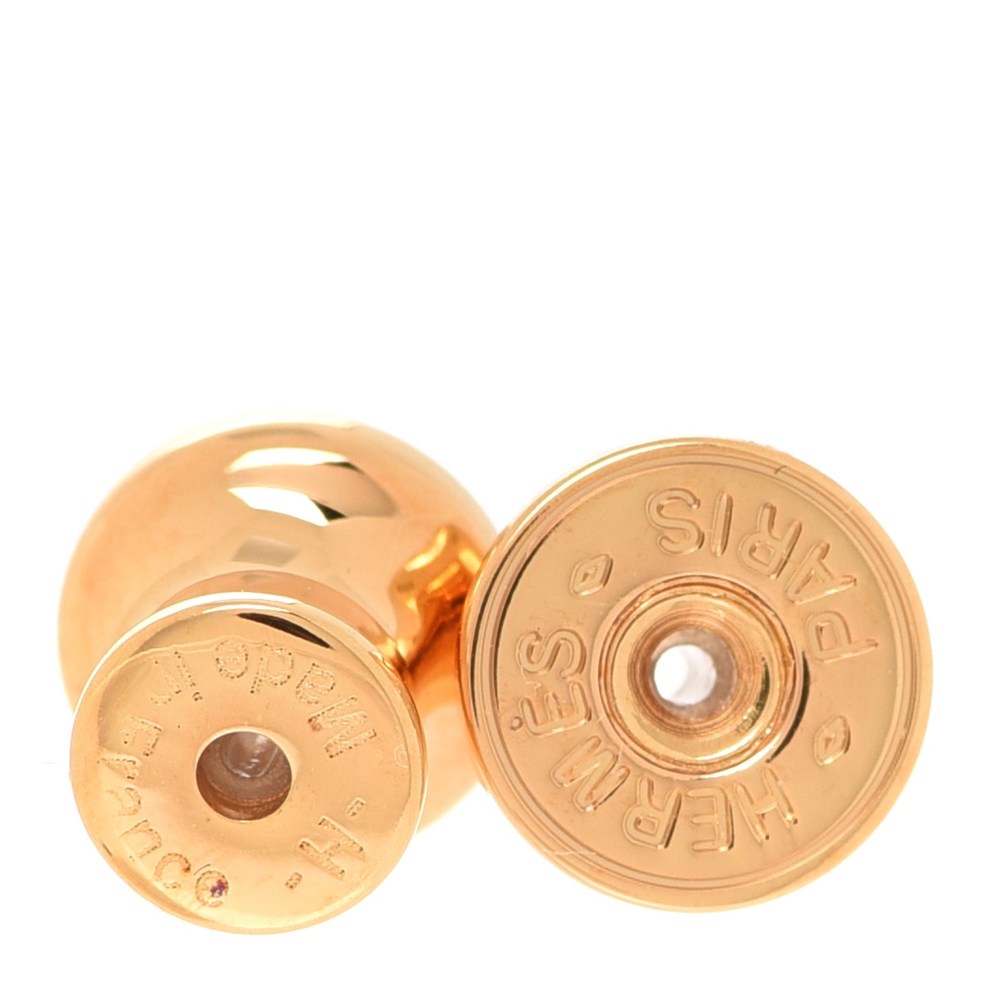 Gold Lacquered Mini Pop H Earrings White