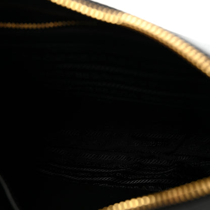 Prada Vitello Phenix Zippered Messenger Hobo Black 5 of 9
