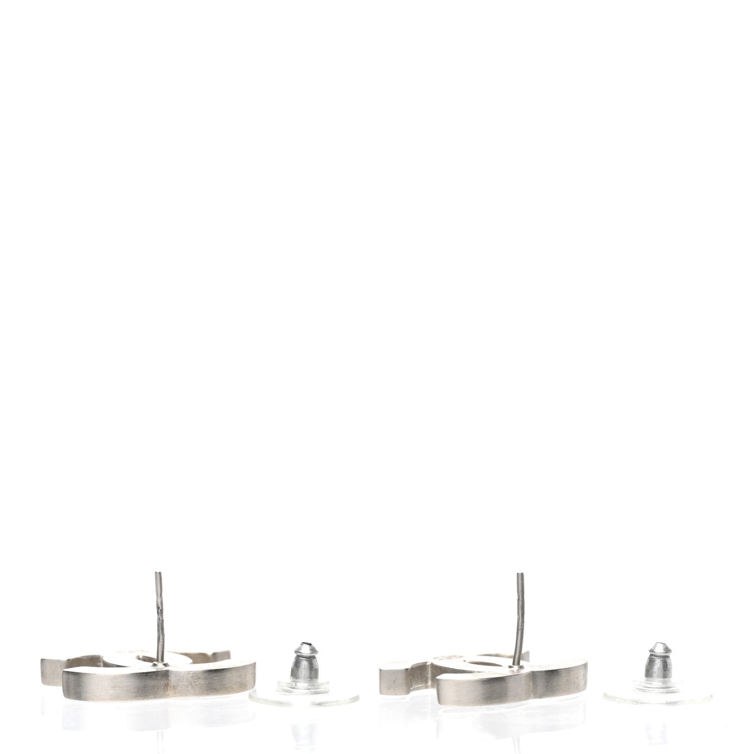 Chanel Lambskin CC Earrings Black Silver 3 of 5