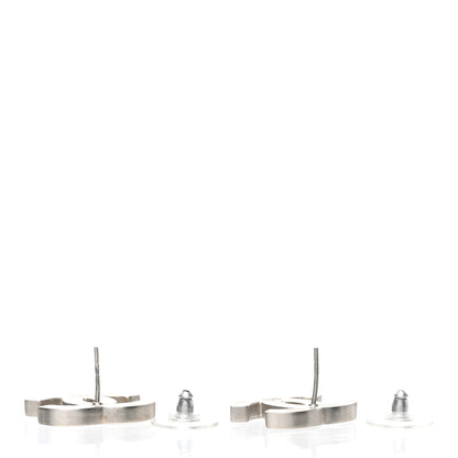 Chanel Lambskin CC Earrings Black Silver 3 of 5