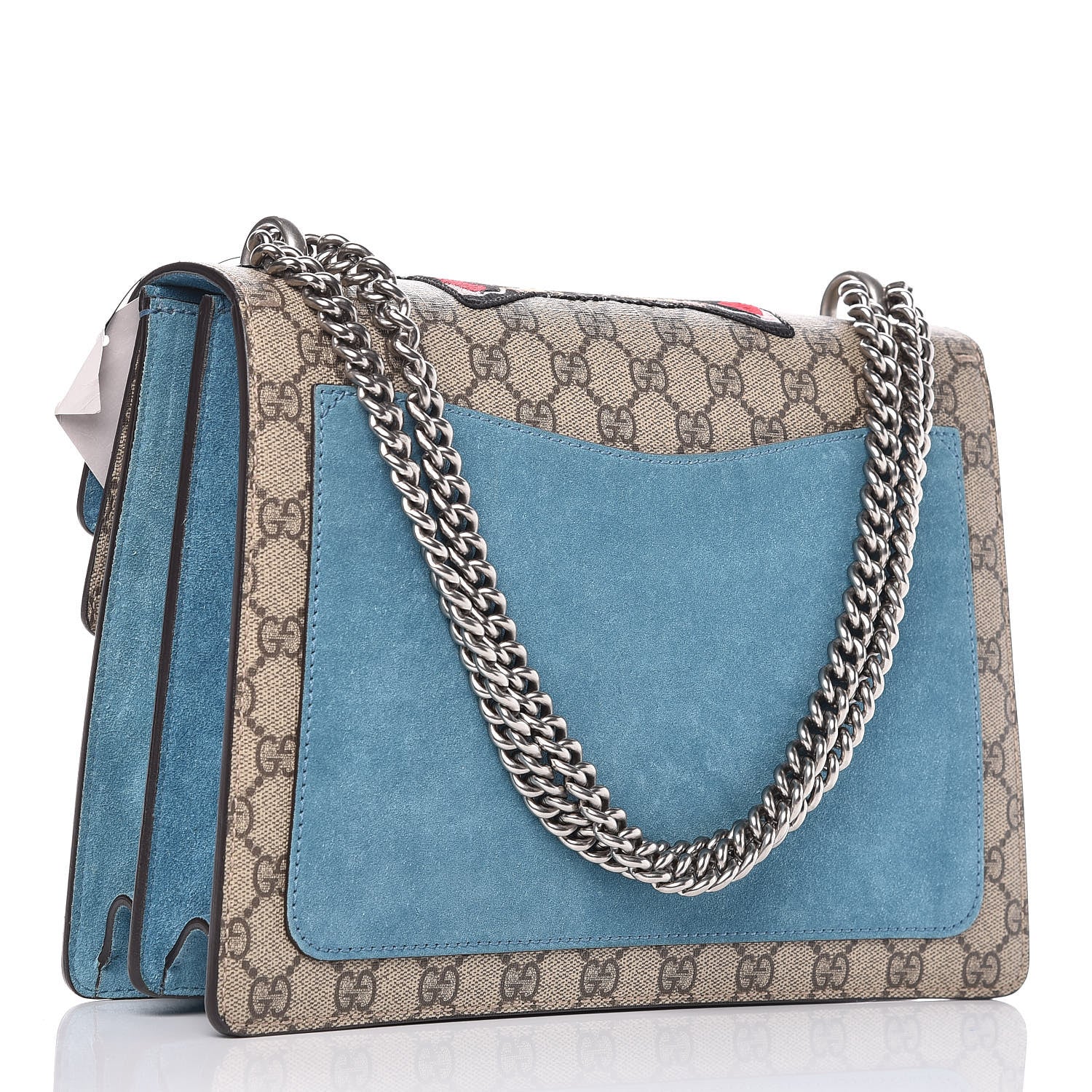 Gucci GG Supreme Monogram Angry Cat Embroidered Medium Dionysus Shoulder Bag Beige Ultramarine 3 of 9