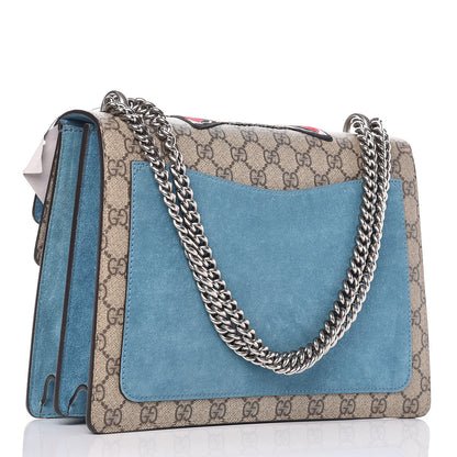 Gucci GG Supreme Monogram Angry Cat Embroidered Medium Dionysus Shoulder Bag Beige Ultramarine 3 of 9