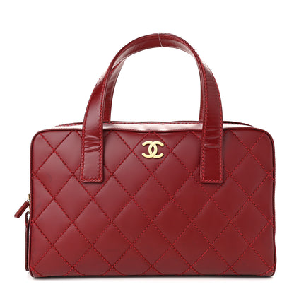 Chanel Calfskin Stitch Surpique Bowler Red 1 of 12