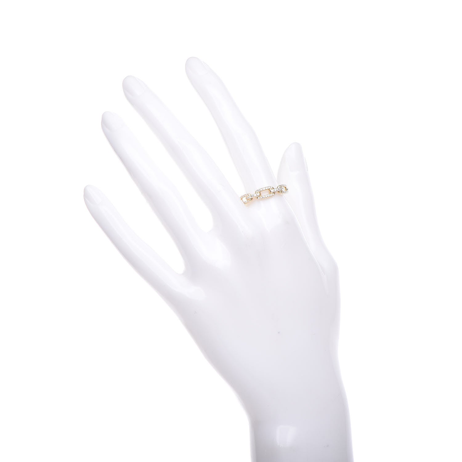 David Yurman 18K Yellow Gold Diamond Stax Single Row Chain Link Ring 57 8 2 of 5