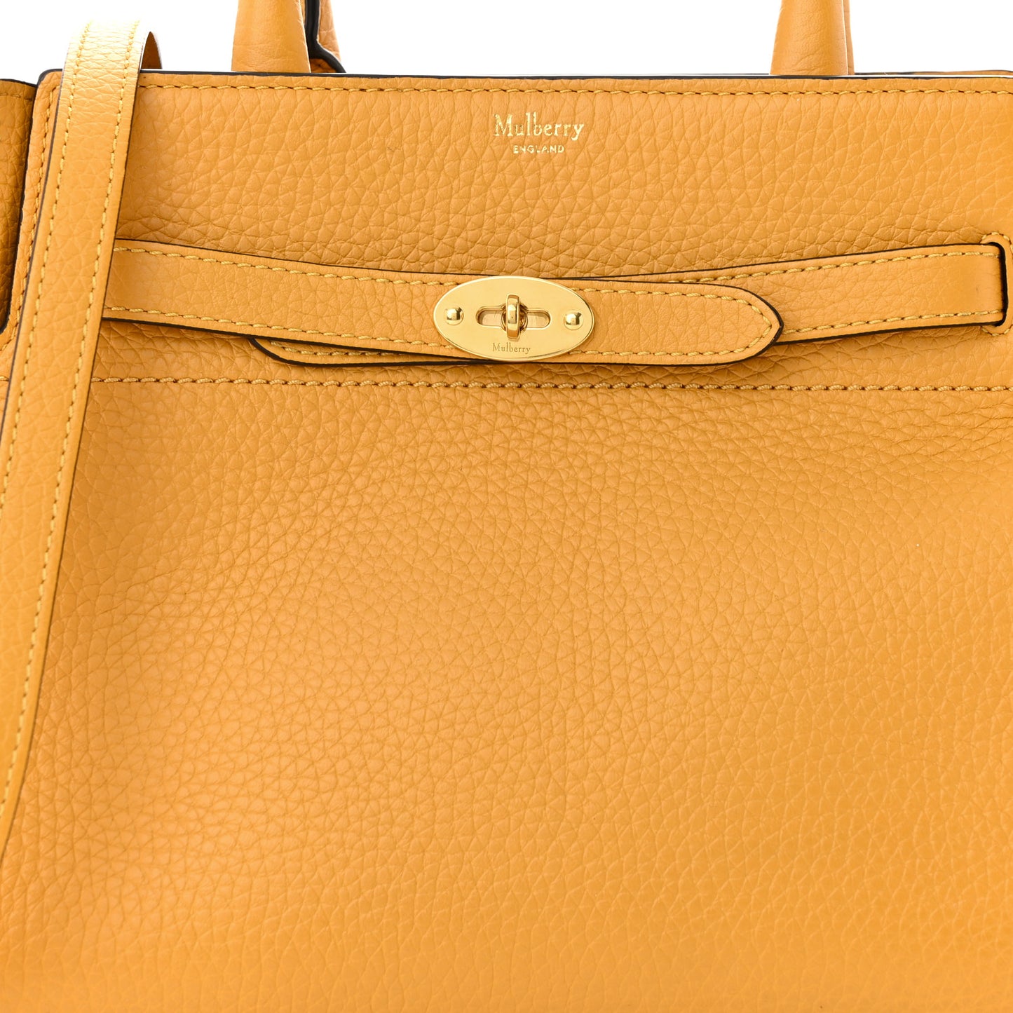 Heavy Grain Calfskin Small Belted Bayswater Tote Deep Amber