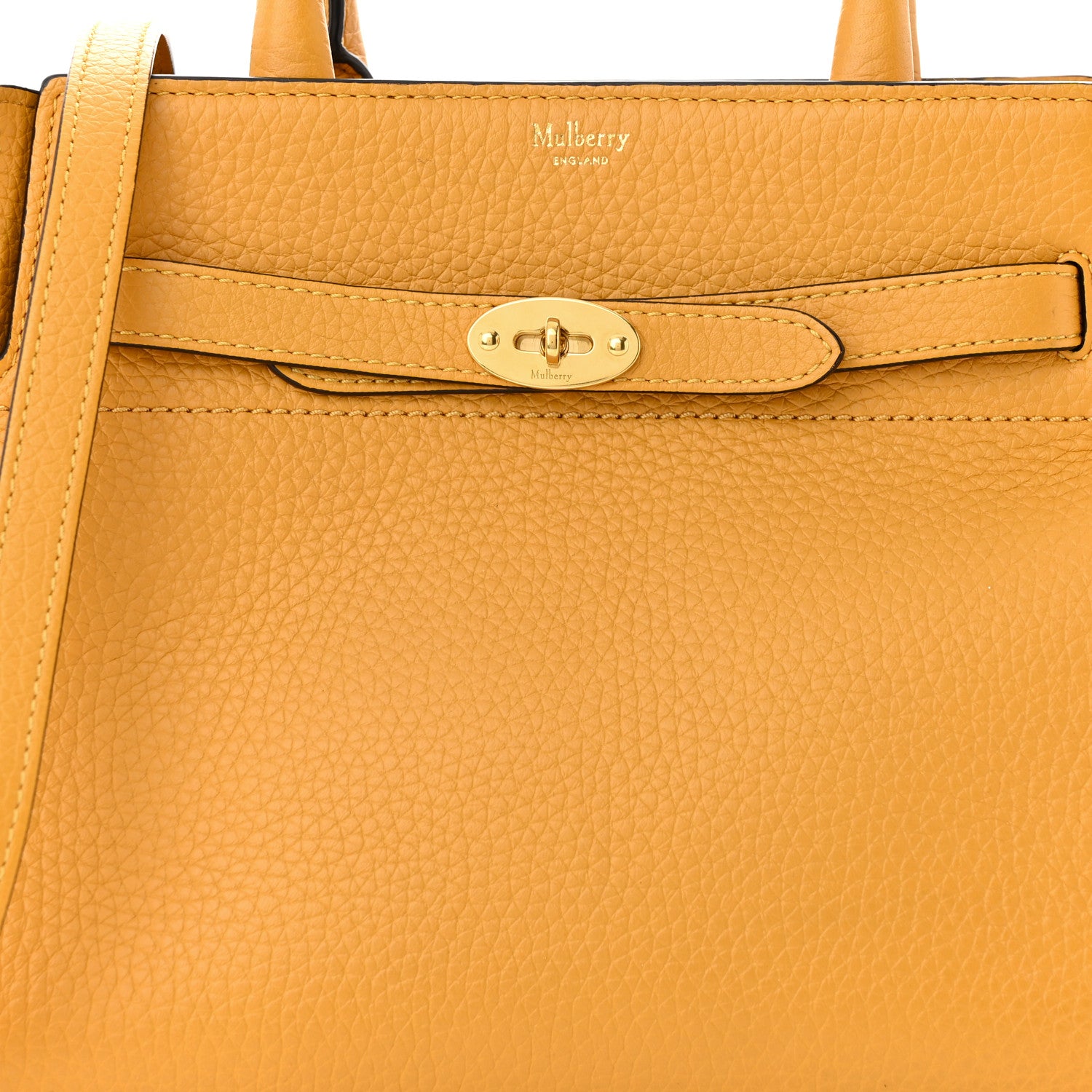 Mulberry Heavy Grain Calfskin Small Belted Bayswater Tote Deep Amber 8 of 12