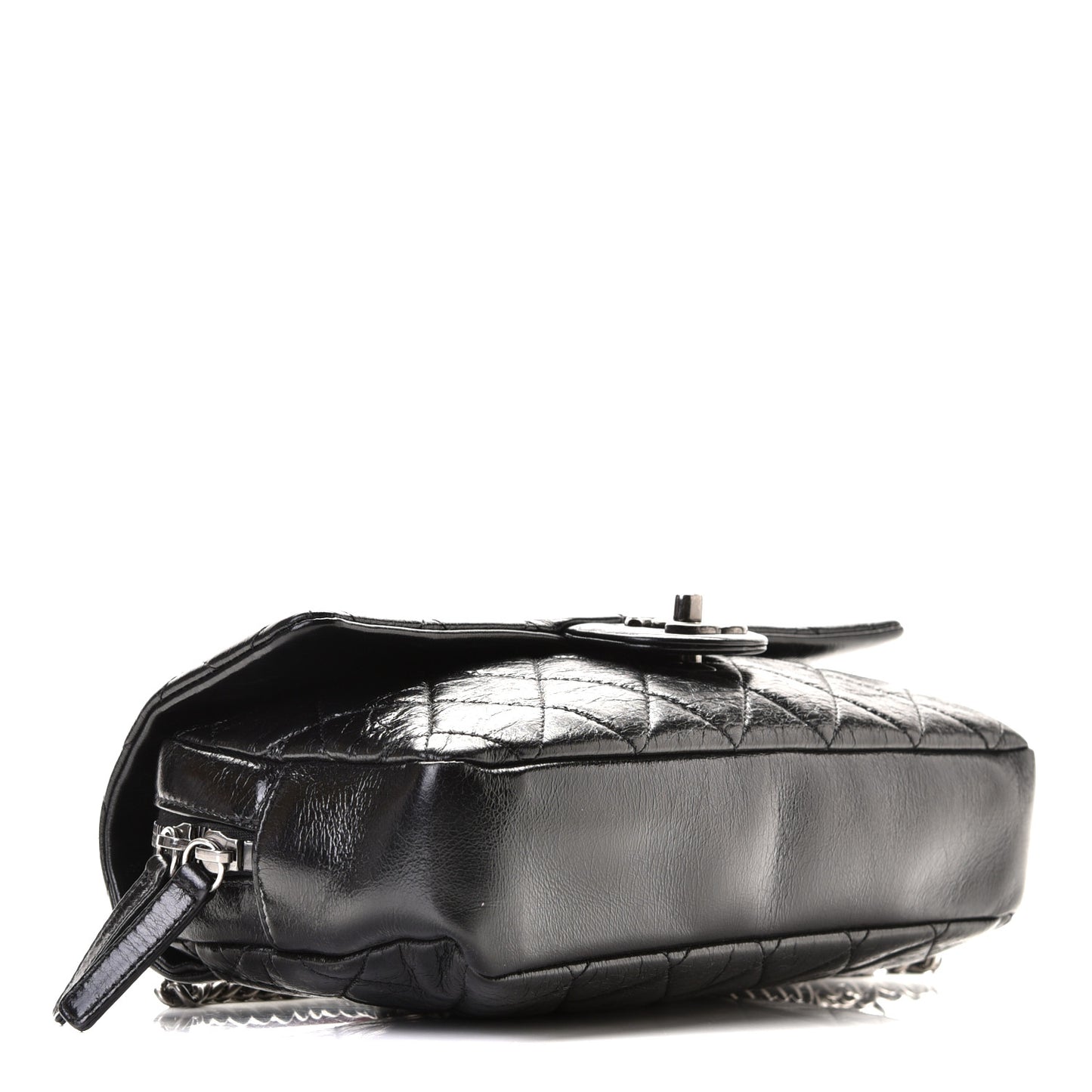 Glazed Calfskin Quilted Medium Duo Color Flap Black