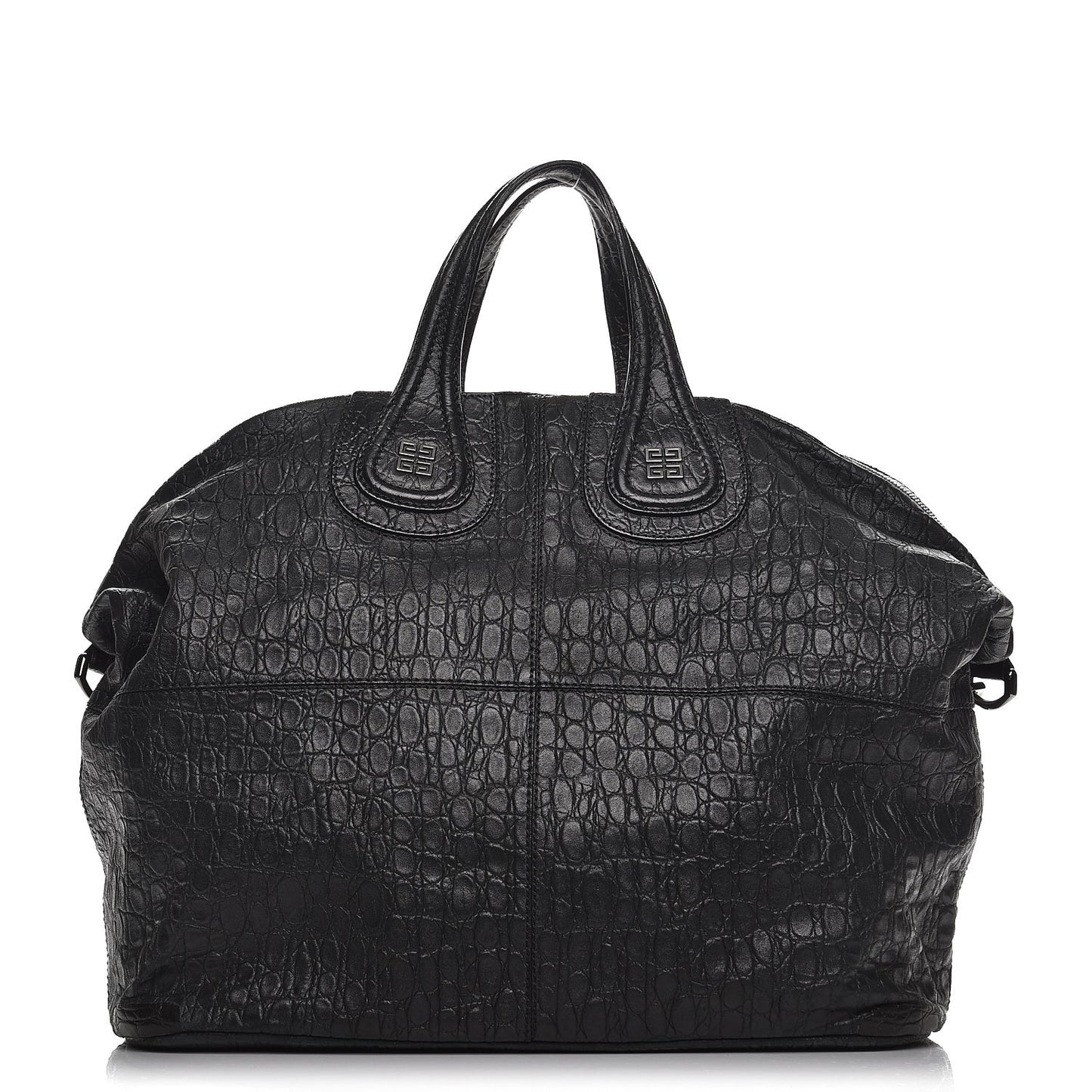 Calfskin Crocodile Embossed Large Nightingale Black