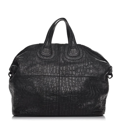 Givenchy Calfskin Crocodile Embossed Large Nightingale Black 1 of 11
