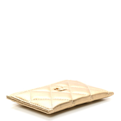 Chanel Metallic Lambskin Quilted CC Card Holder Gold 4 of 9