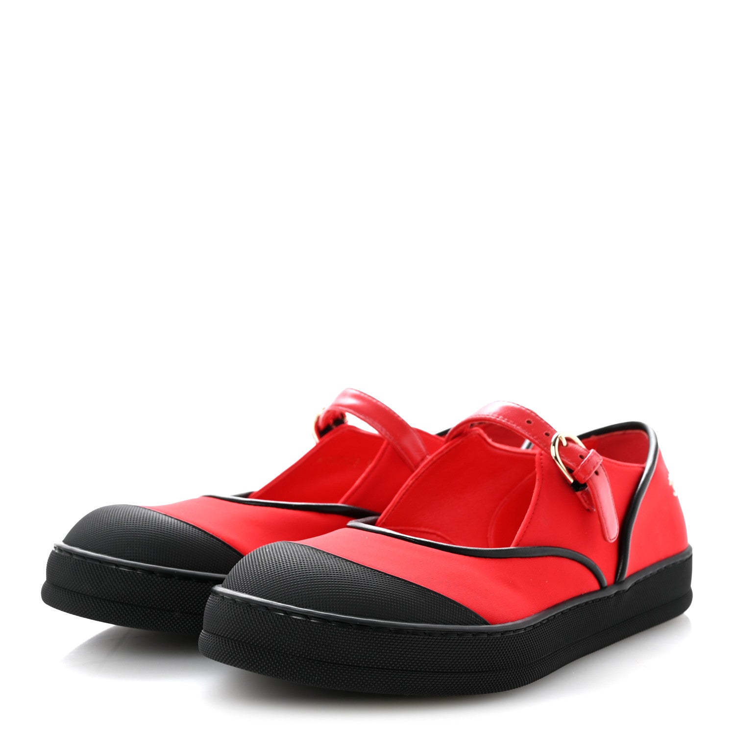 Chanel Mixed Fibers Rubber Cap Toe CC Coco Beach Mary Jane Sneakers 36.5 Red Black 4 of 11