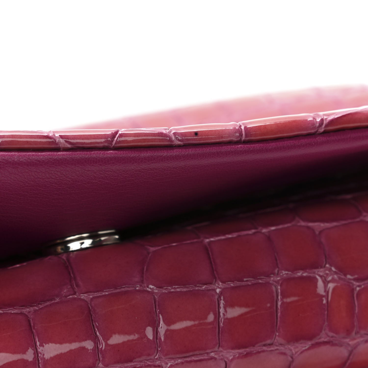 Versace Croc Stamped Patent Palazzo Sultan Shoulder Bag Praire Pink 10 of 10