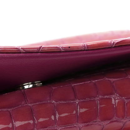 Versace Croc Stamped Patent Palazzo Sultan Shoulder Bag Praire Pink 10 of 10