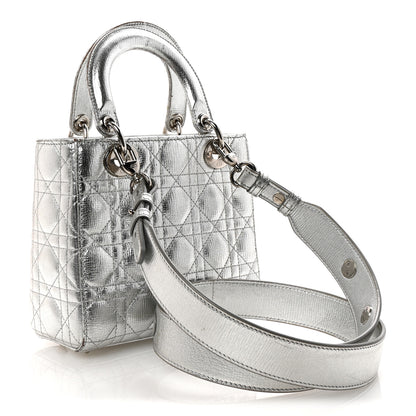 Christian Dior Metallic Grained Calfskin Cannage Small Lucky Badges My Lady Dior Silver 3 of 9