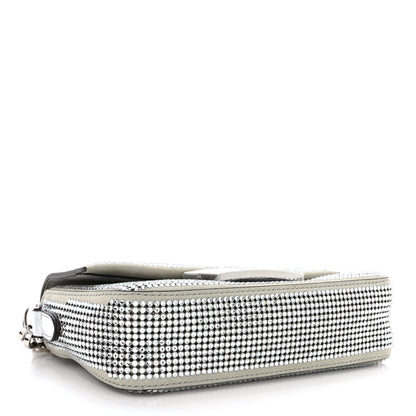 Fendi Nubuck Crystal Catalan Mirror Embroidered Mini Baguette Pietra Argento 4 of 10