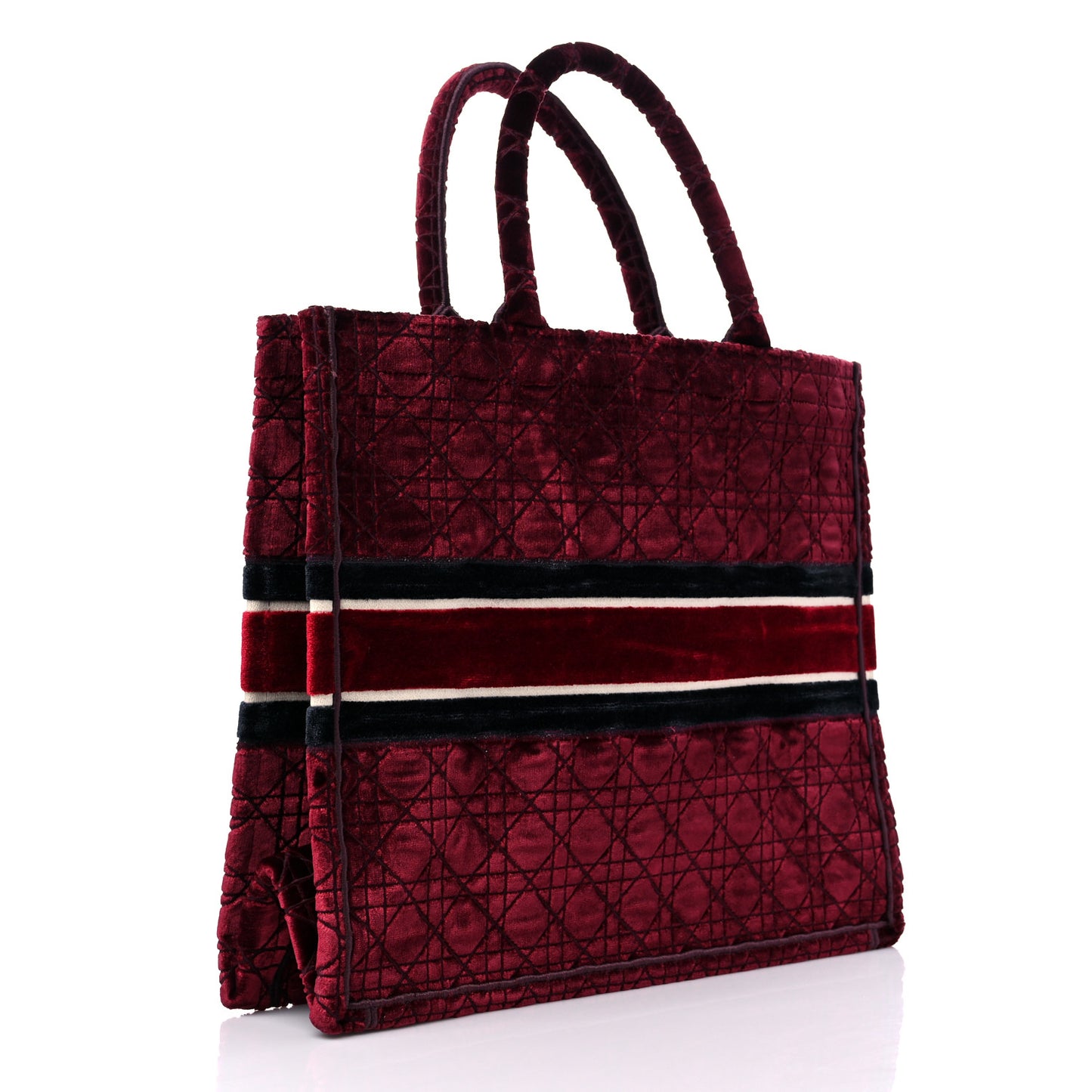 Velvet Cannage Large Book Tote Burgundy