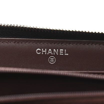 Chanel Caviar Chevron Quilted Large Gusset Zip Around Wallet Black 6 of 11