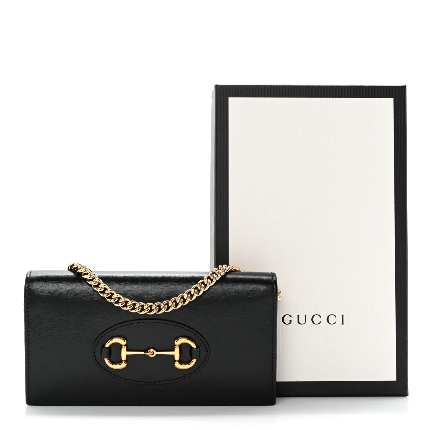 Gucci Boarded Plutone Calfskin Horsebit 1955 Wallet On Chain Black 10 of 10