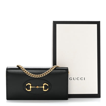 Gucci Boarded Plutone Calfskin Horsebit 1955 Wallet On Chain Black 10 of 10