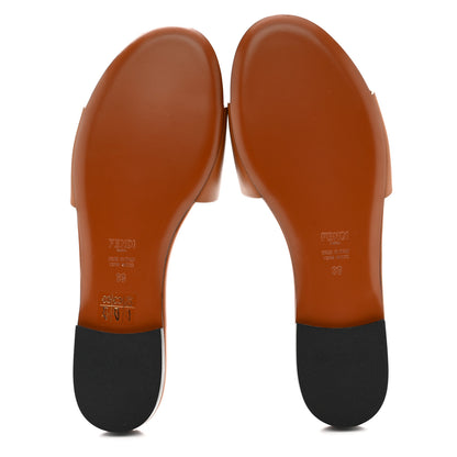 Fendi Vitello Cuoio Baguette Flat Slide Sandals 39 Brown 6 of 8