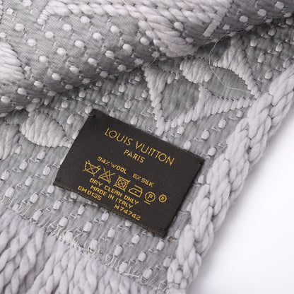 Louis Vuitton Wool Silk Logomania Scarf Pearl Grey 4 of 4