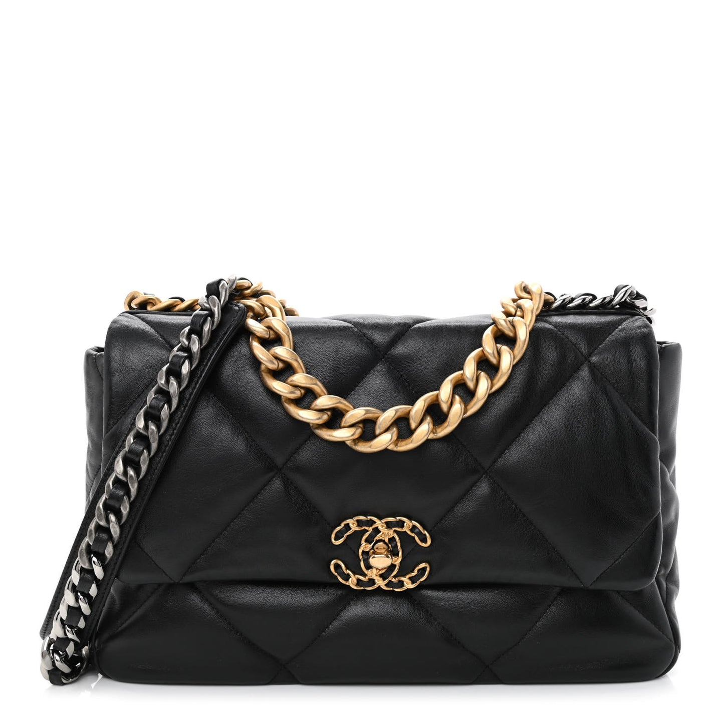 Lambskin Quilted Large Chanel 19 Flap Black