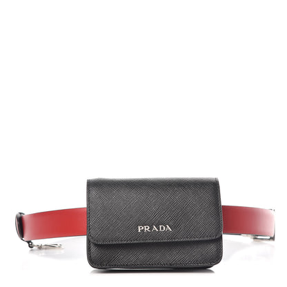 Prada Saffiano Belt Bag Black Red 1 of 12