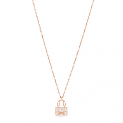 Hermes 18K Rose Gold Diamond Constance Amulettes Pendant Necklace 1 of 6