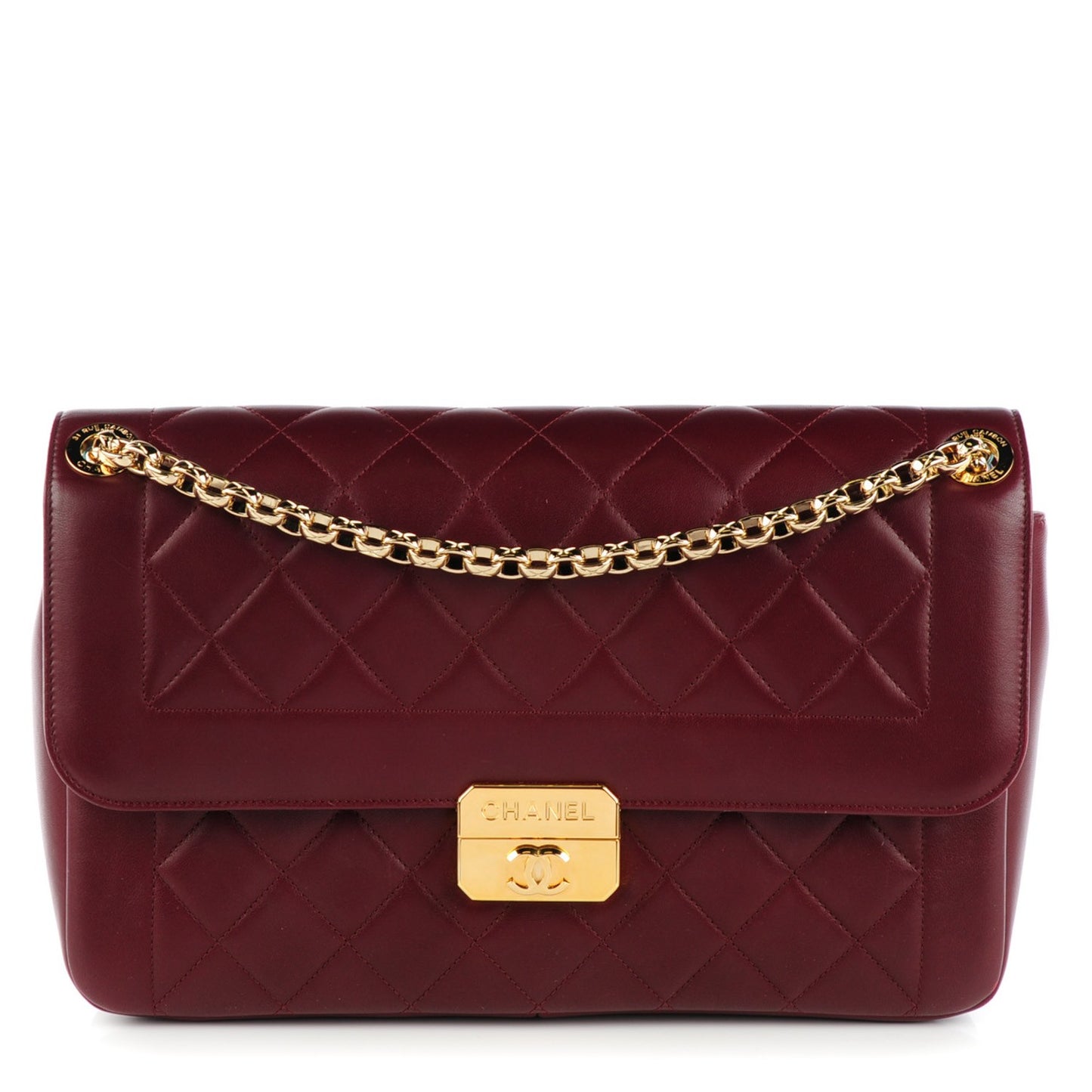 Lambskin Quilted Large Chic With Me Flap Rouge Fonce