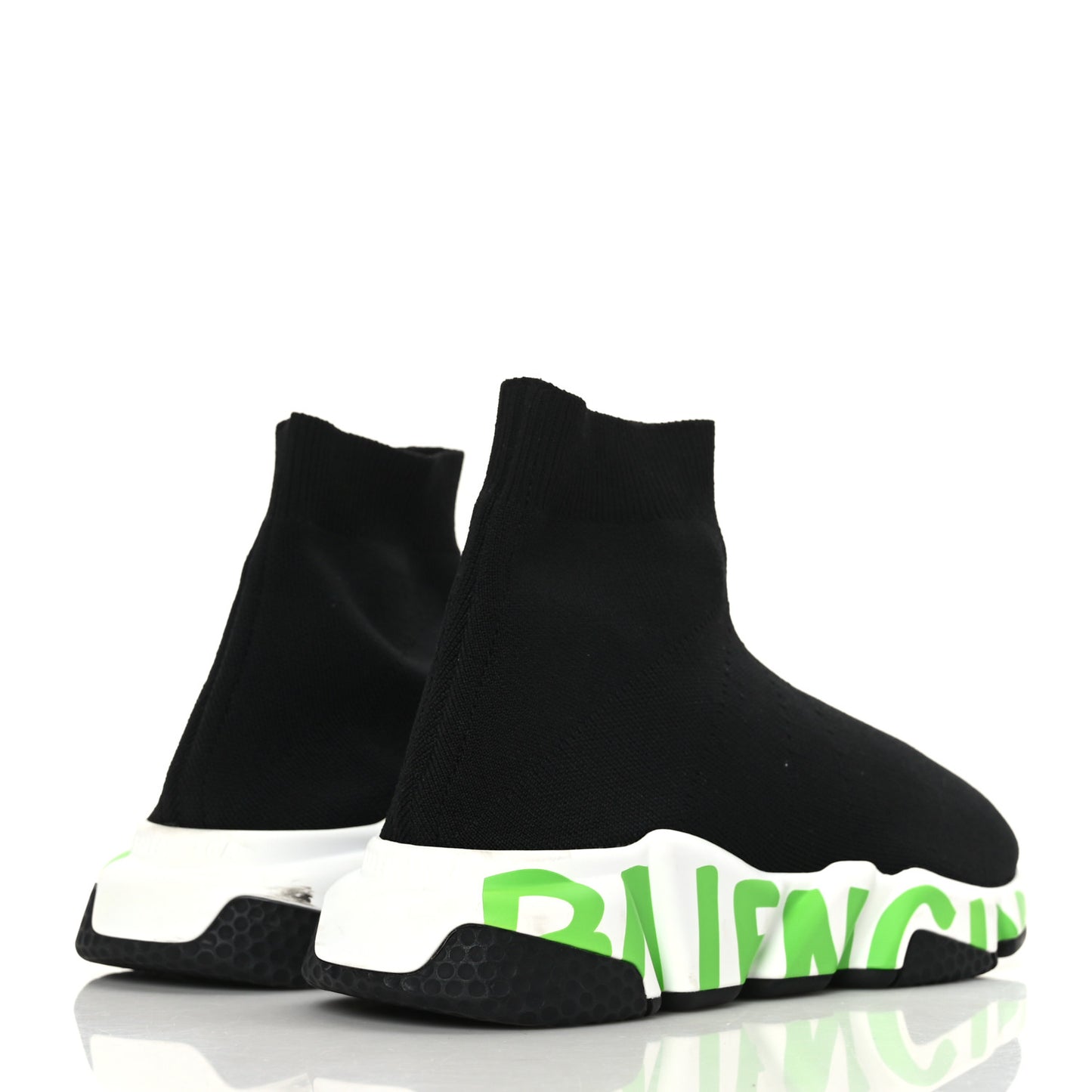 Neoprene Knit Womens Speed Graffiti Sneakers Black White Fluo Green