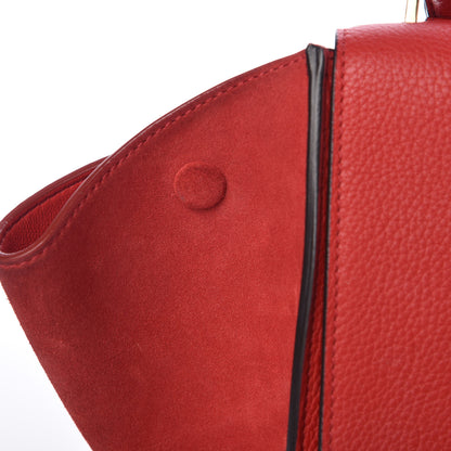 Celine Drummed Calfskin Suede Medium Trapeze Coquelicot 13 of 17