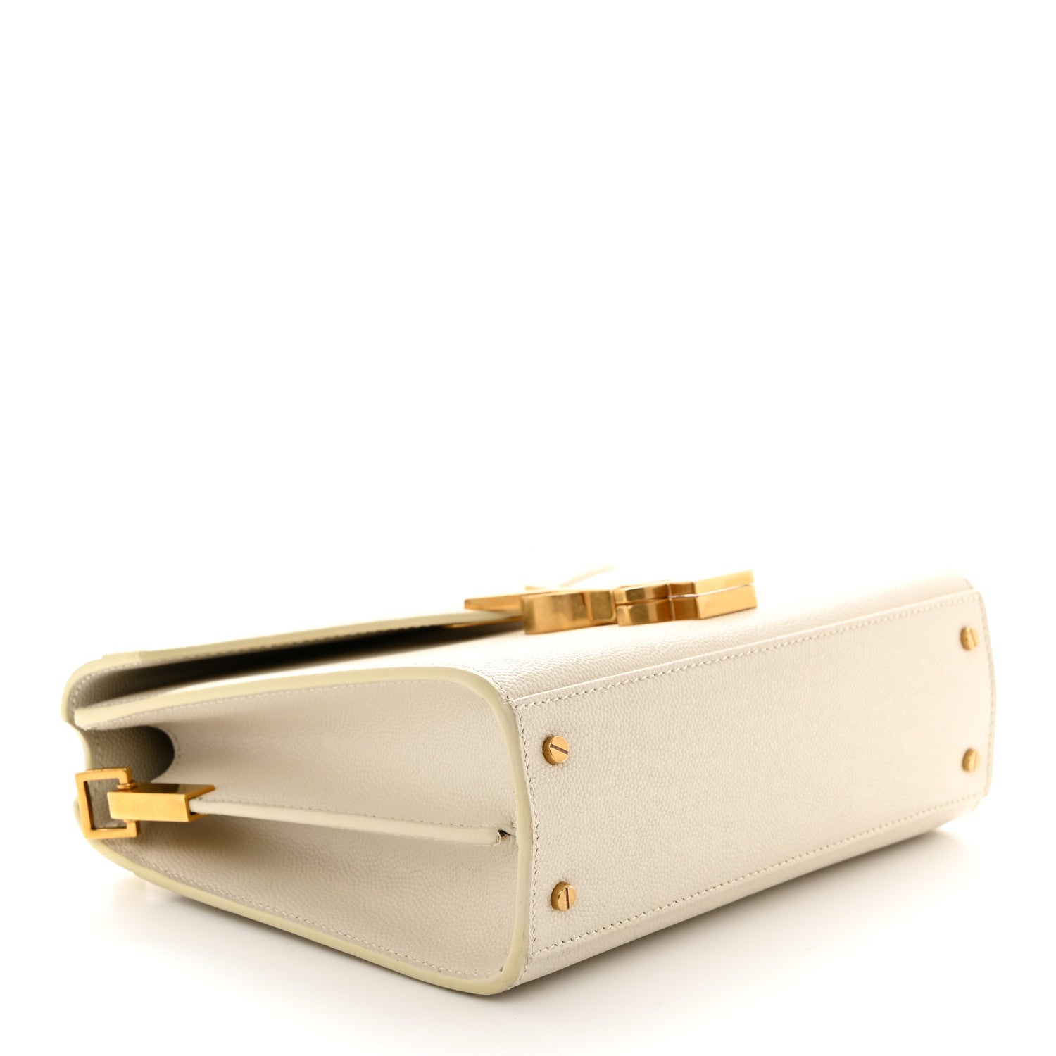 Saint Laurent Grain de Poudre Mini Classic Monogram Cassandra Top Handle Vintage White 4 of 11