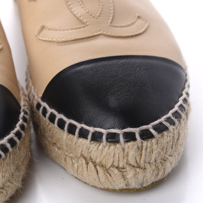 Chanel Lambskin CC Espadrilles 37 Beige Black 12 of 15