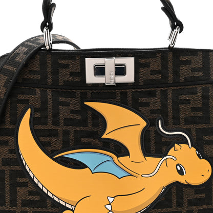 Fendi X FRGMT X POKEMON Fabric Jacquard FF 1974 Pokemon Inlay Peekaboo I See U Petite Satchel Tobacco Moro Giallo 8 of 11