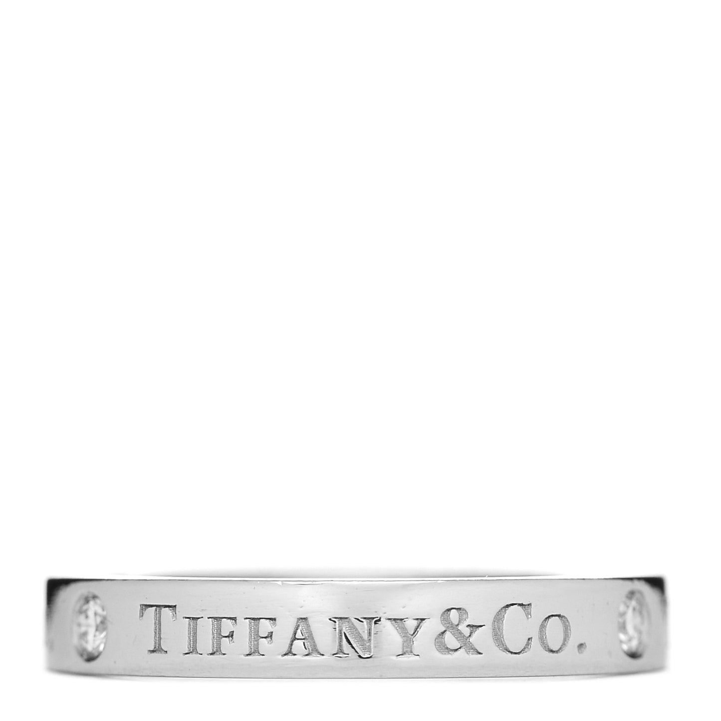Platinum Diamond Logo Band Ring 52 6